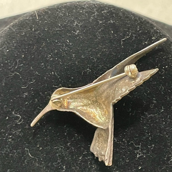 Vintage Sterling Silver Hummingbird Pin Brooch MCM 70s Small - Picture 3 of 4